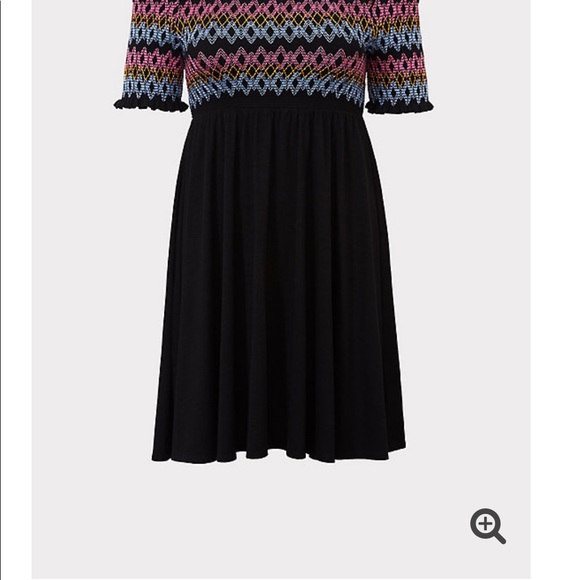 Torrid Black Embroidered Jersey Off Shoulder Dress - Picture 7 of 7